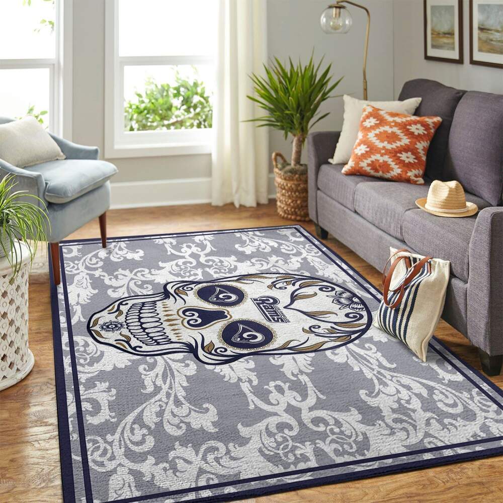 Deschea Los Angeles Rams Nfl Area Rugs Skull Flower Style Sports