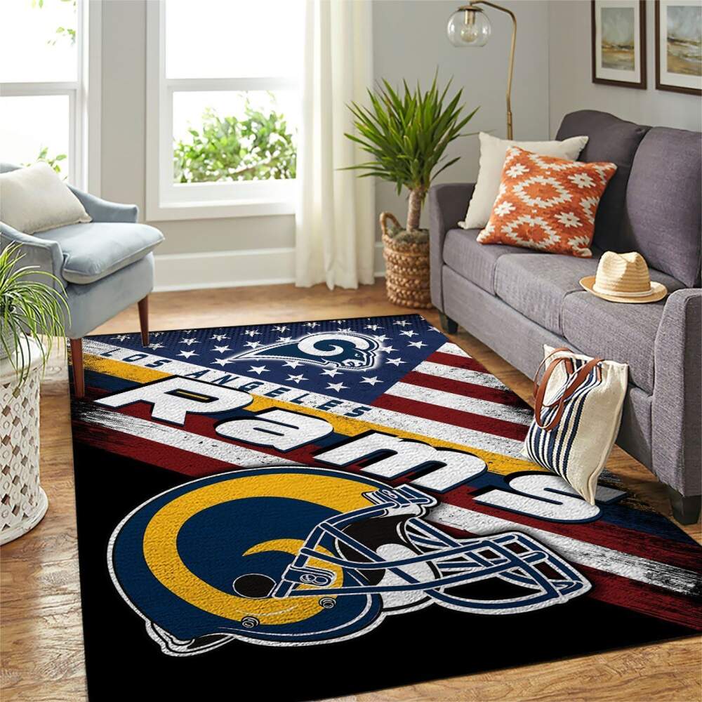 Deschea Los Angeles Rams Nfl Area Rugs Team Logo American Flag Style Sports