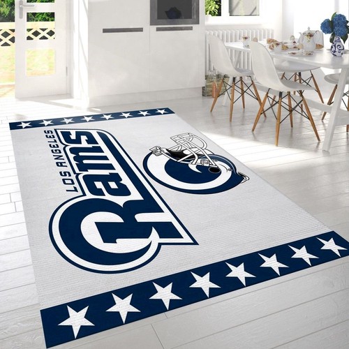 Deschea Los Angeles Rams White Nfl Team Logo Rug Us Gift