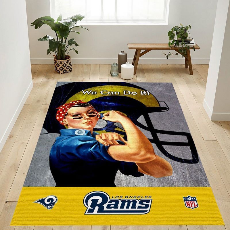 Deschea Los Angeles Rams Yellow Nfl Rosie The Riveter Area Rug And