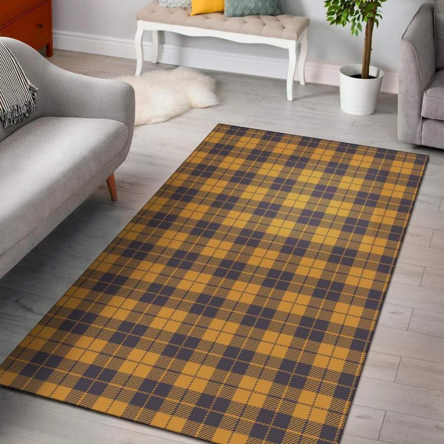 Deschea Lumberjack Yellow Pattern Print Area Rug