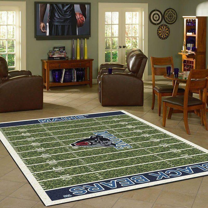 Deschea Maine Black Bears Field Area Rug Football Team Logo