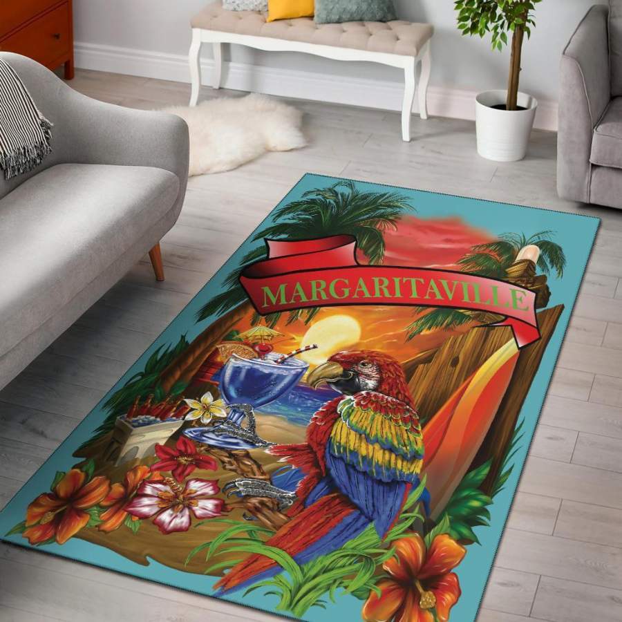 Deschea Margaritaville Baby Blue Parrot Area Rug