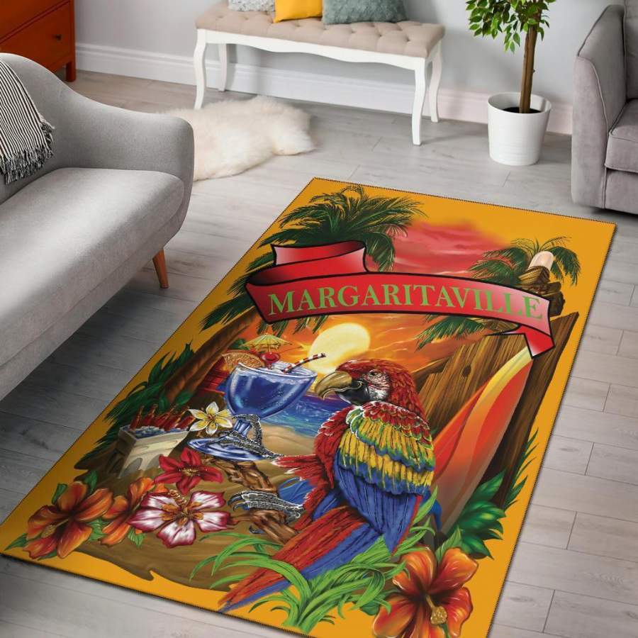 Deschea Margaritaville Orange Parrot Beach Area Rug s