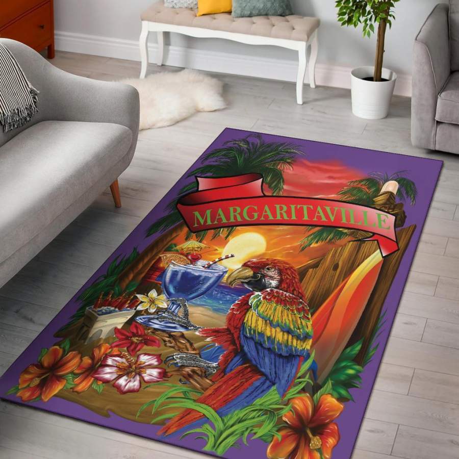 Deschea Margaritaville Purple Parrot Beach Area Rug s