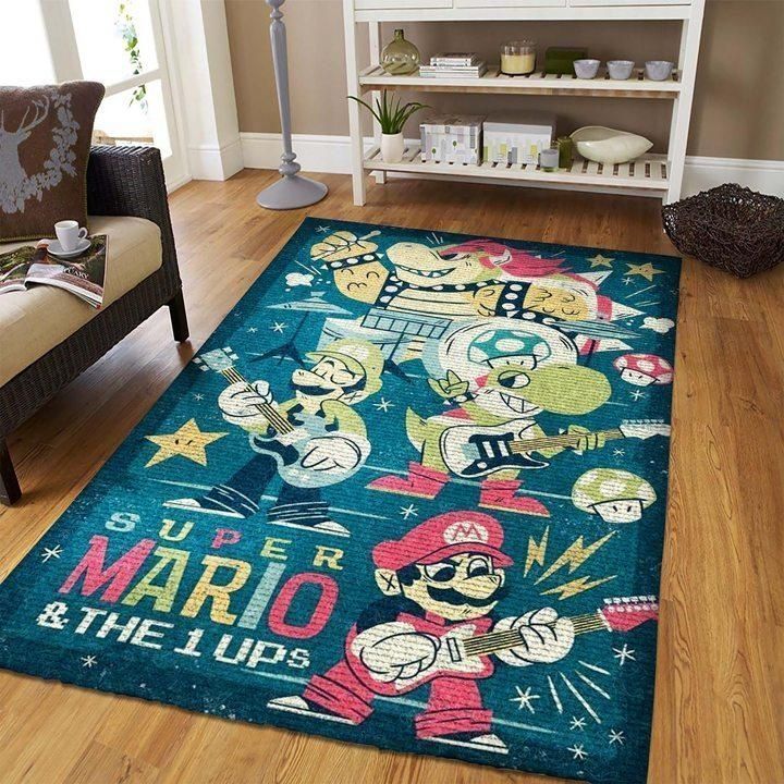 Deschea Mario & The 1 Ups Area Rug Nintendo Video Game Gamer