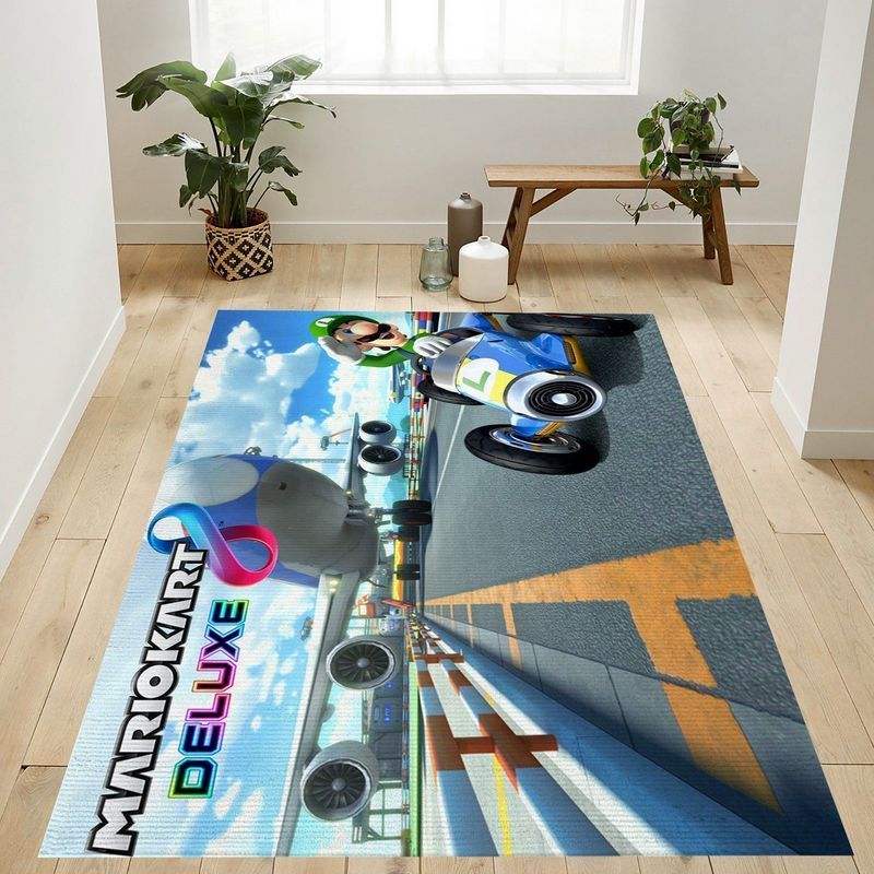 Deschea Mario Mario Kart 8 Deluxe Luigi Area Rug And