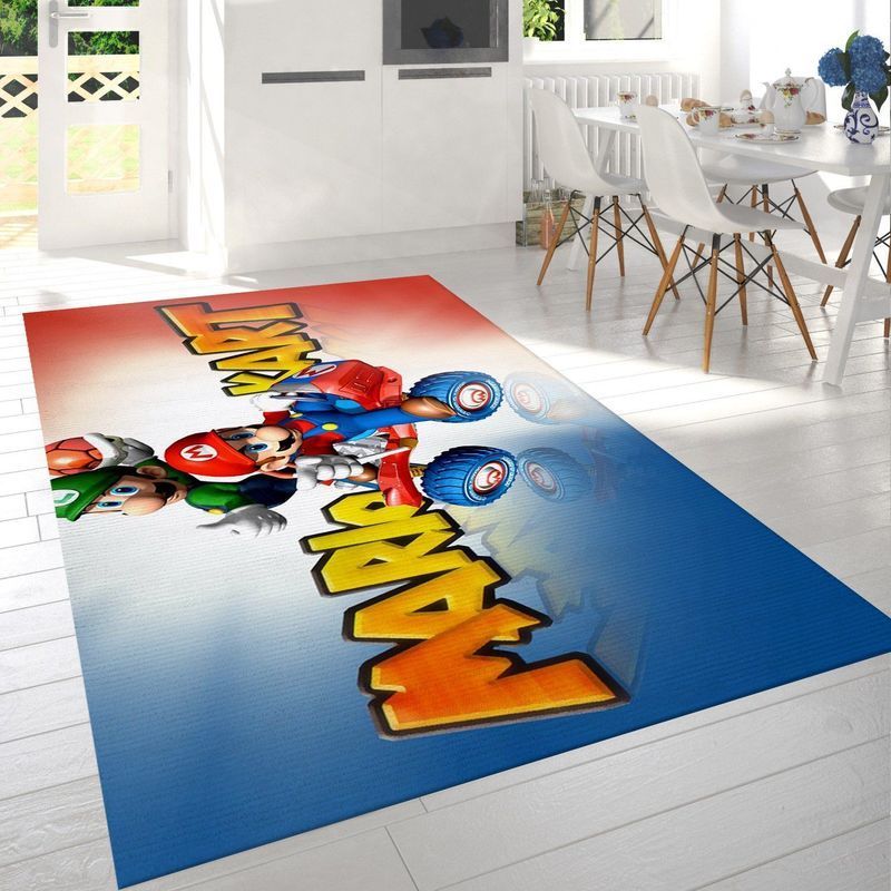 Deschea Mario Mario Kart Double Dash Luigi Area Rug And