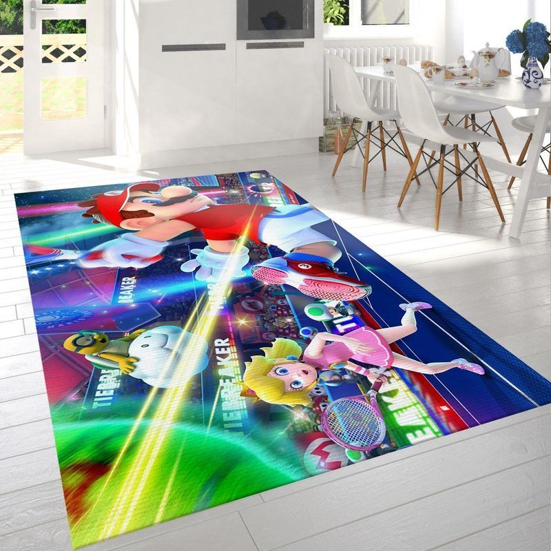 Deschea Mario Tennis Aces Nintendo Switch Area Rug And