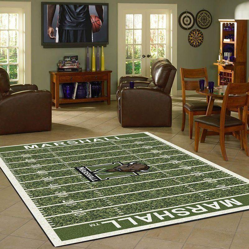 Deschea Marshall Thundering Herd Field Area Rugs Football Team Logo Rugs F102142