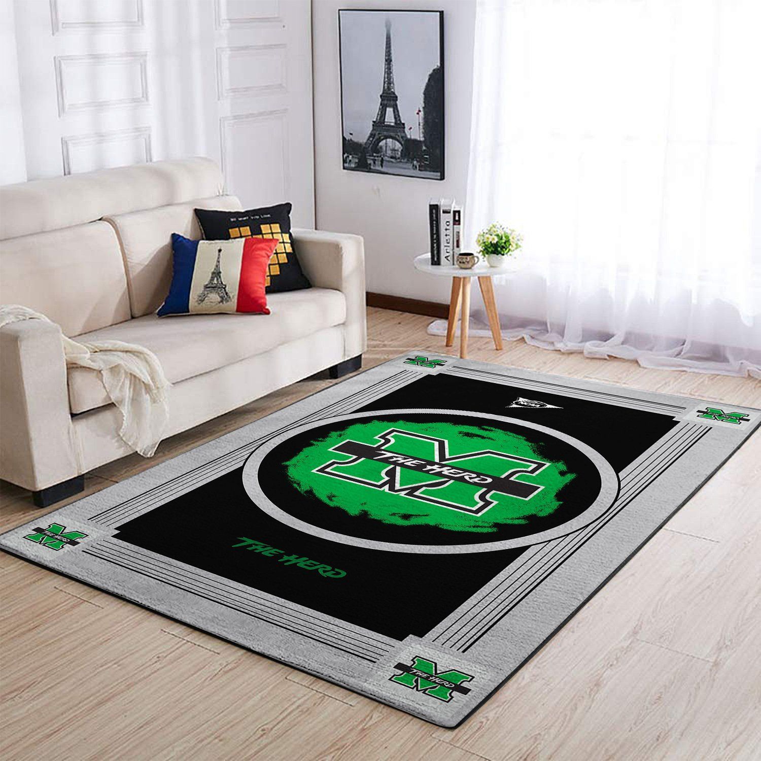 Deschea Marshall Thundering Herd Ncaa Area Rugs Team Logo