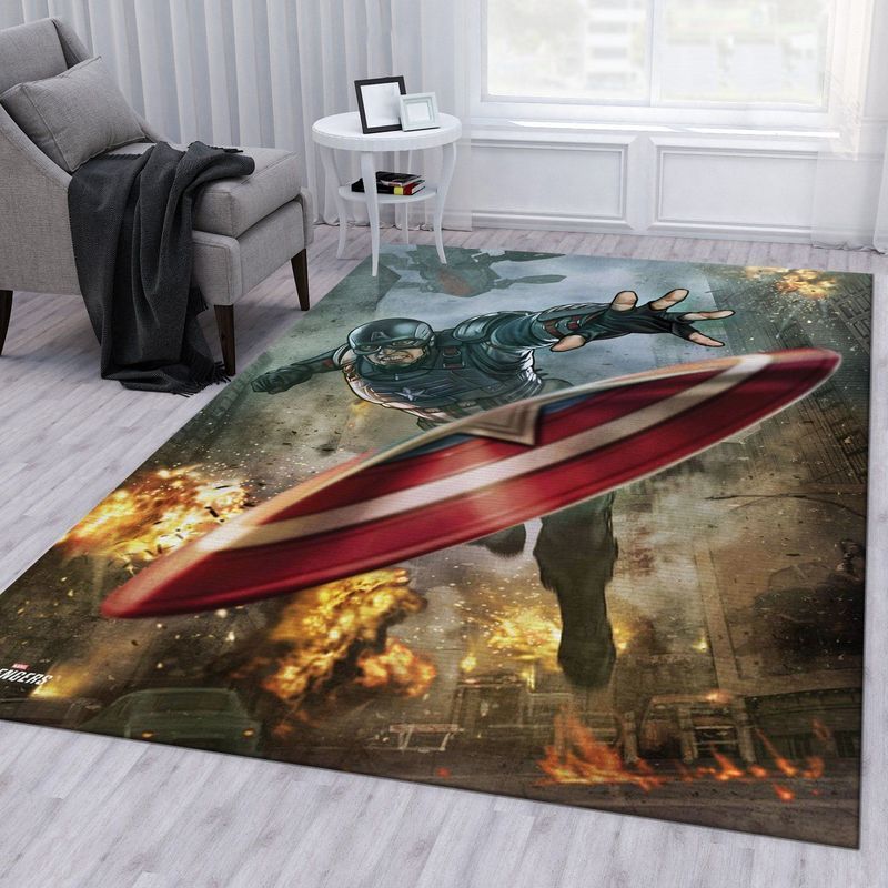 Deschea Marvel Mcu Avengers Captain America Shield Throw Winter Soldier Movies Area Rug And