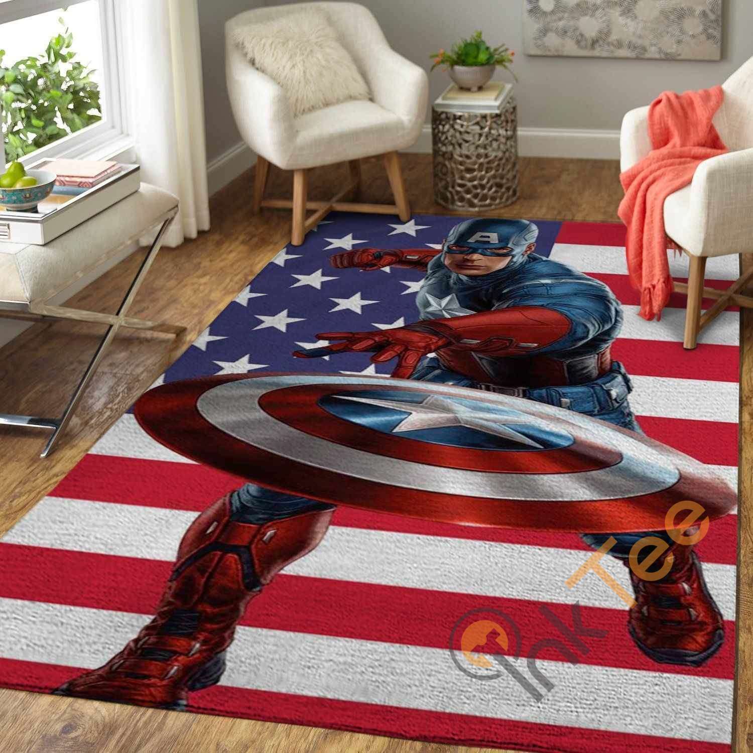 Deschea Marvel Superhero Captain America Area Rug