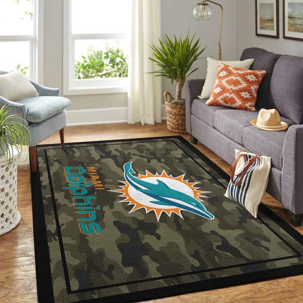 Deschea Miami Dolphins Nfl Area Rugs Camo Style Team Logo