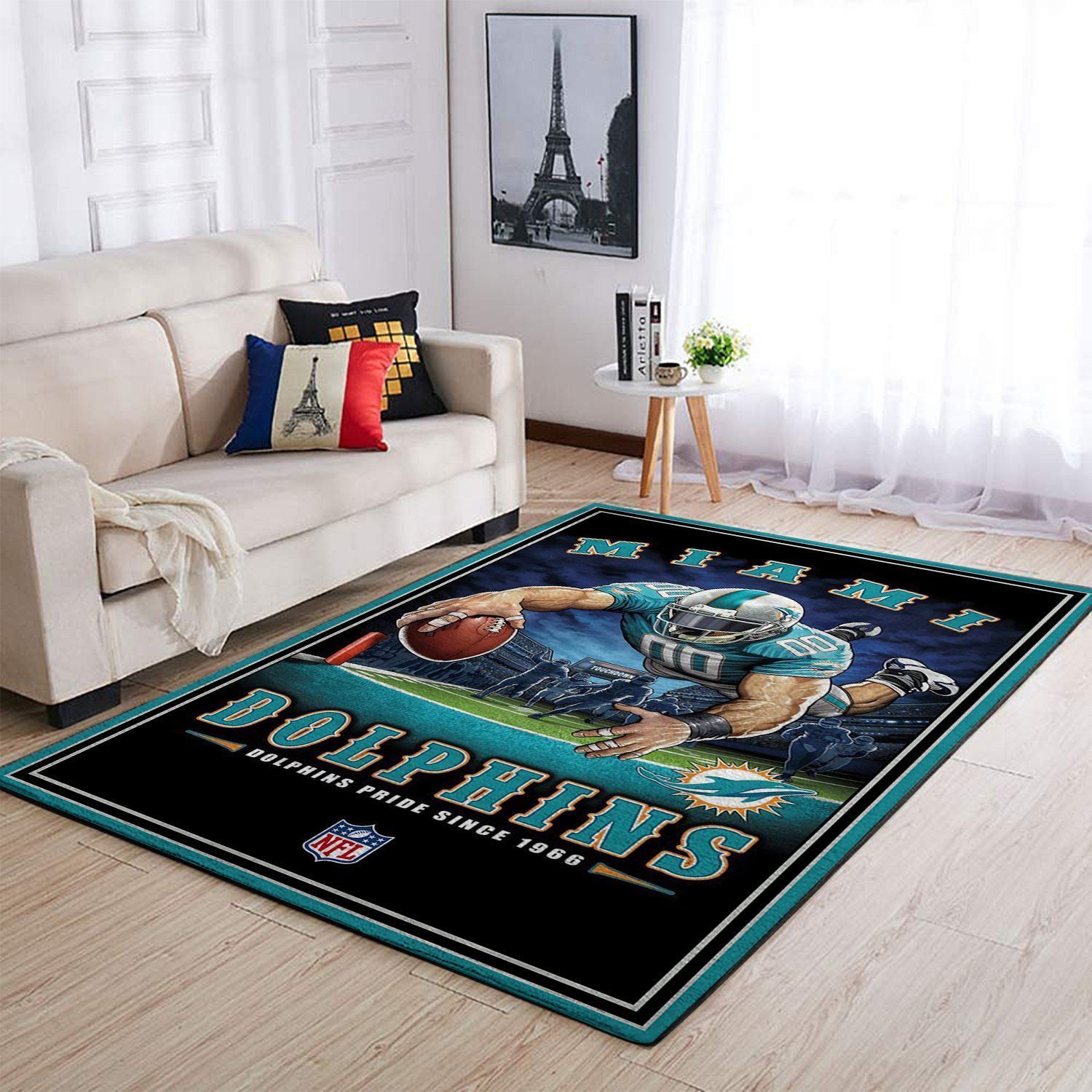 Deschea Miami Dolphins Nfl Team Pride Rectangle Area Rug Area