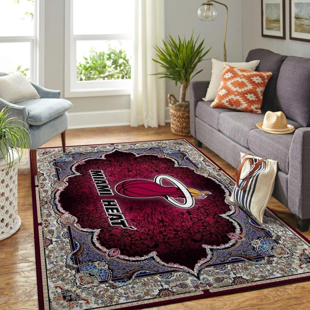 Deschea Miami Heat Area Rug Nba Basketball Team Logo V1791