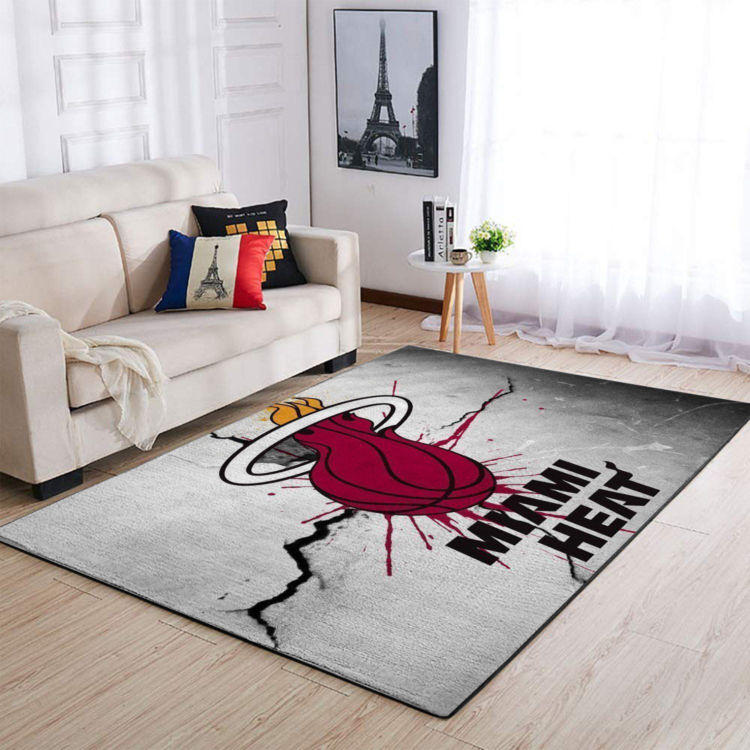 Deschea Miami Heat Area Rug Nba Basketball Team Logo V1795