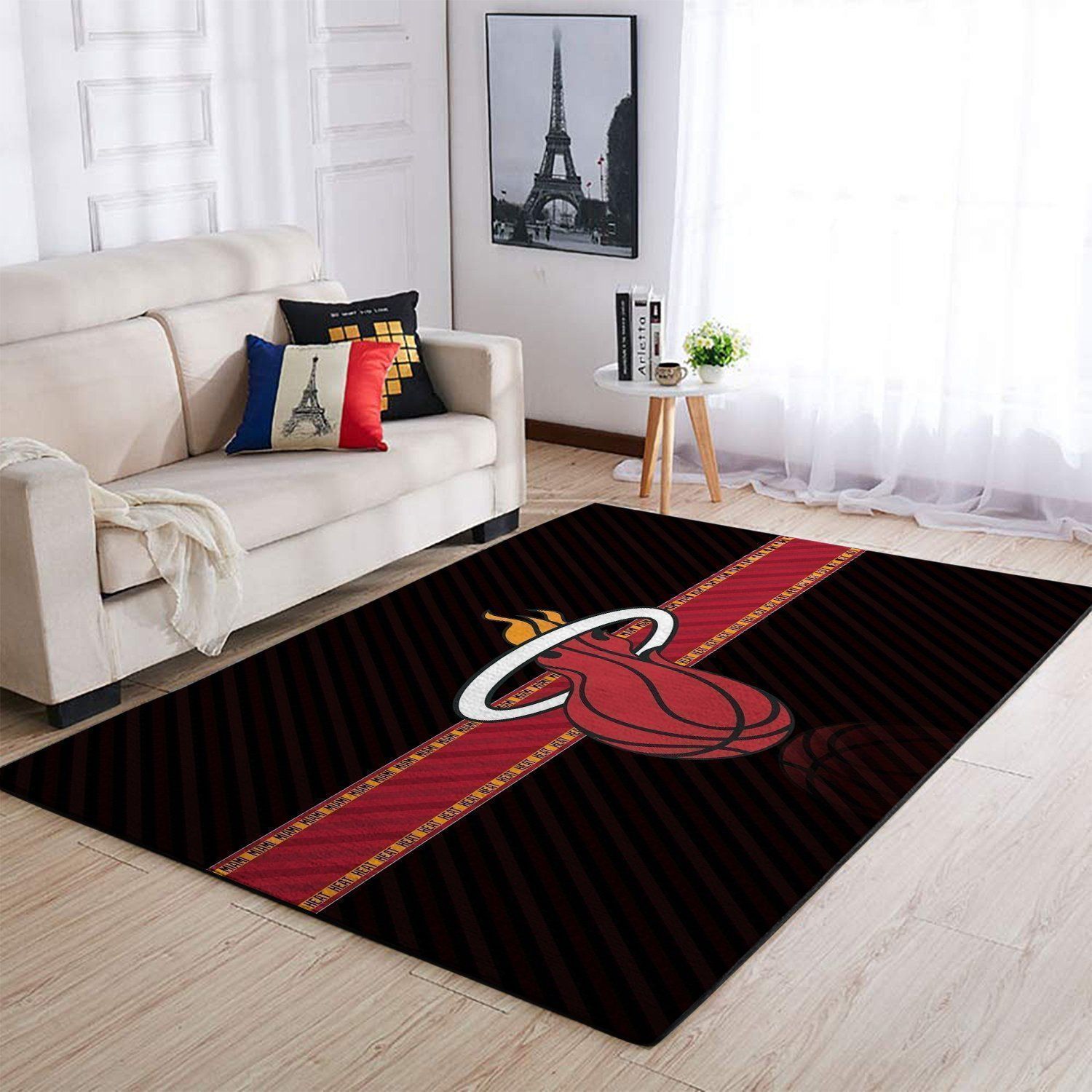 Deschea Miami Heat Area Rug Nba Basketball Team Logo V1798