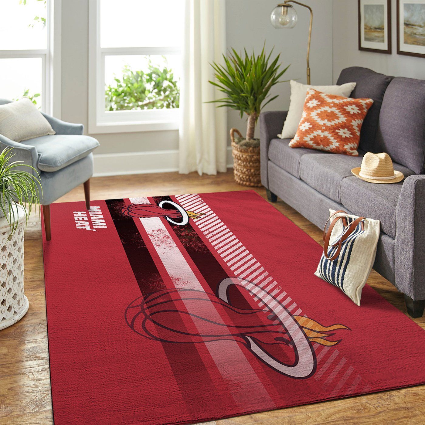 Deschea Miami Heat Nba Area Rugs Team Logo Sports