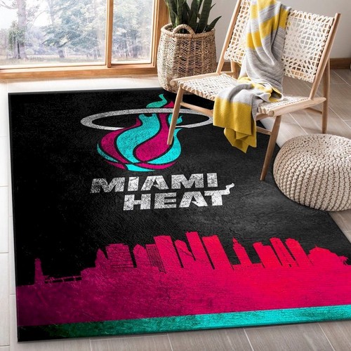 Deschea Miami Heat Vice Skyline Nba Team Logo Area Rug Kitchen Rug Us Gift D