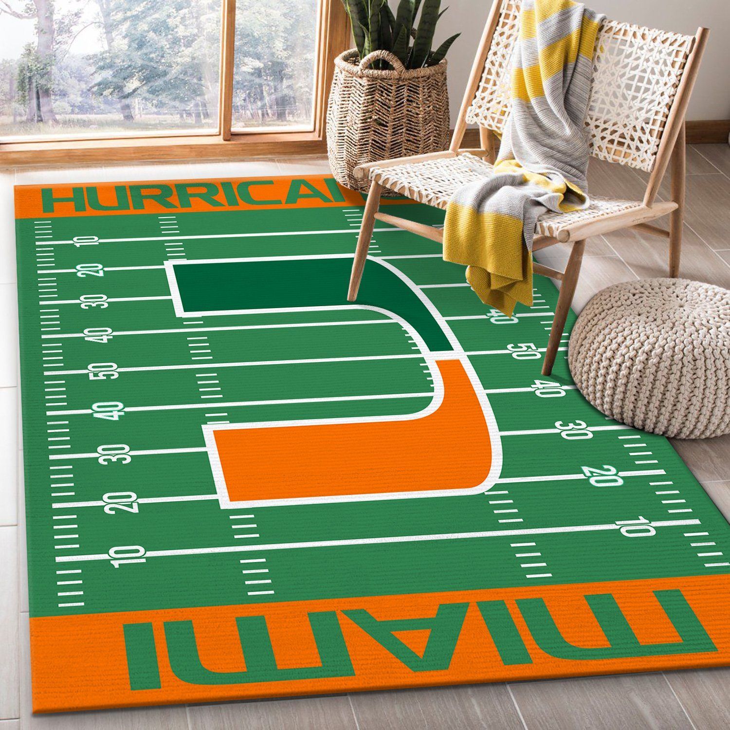 Deschea Miami Hurricanes NFL Rug – Custom Size And Printing