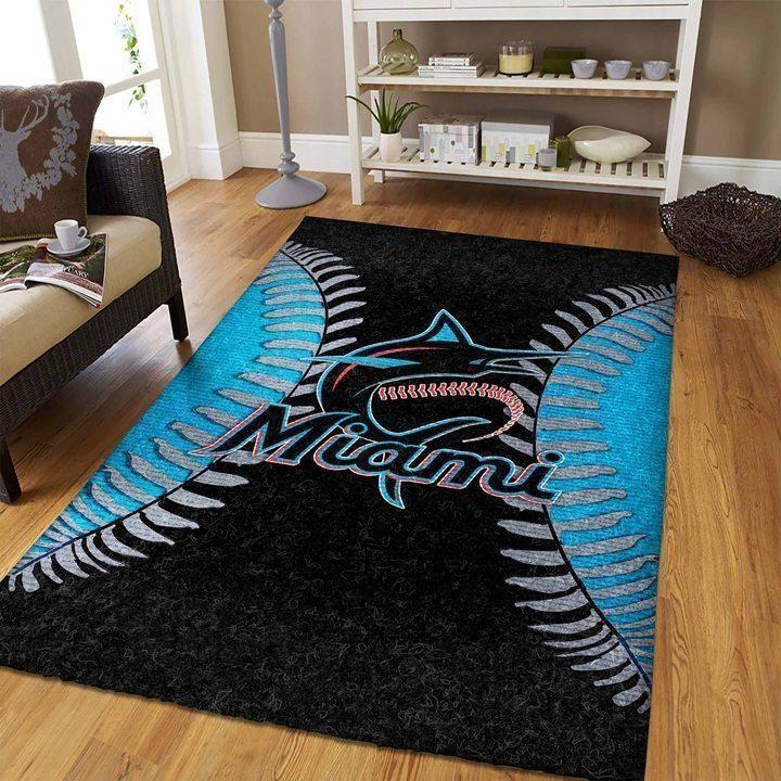 Deschea Miami Marlins Area Rug Mlb Baseball Team Logo V3676