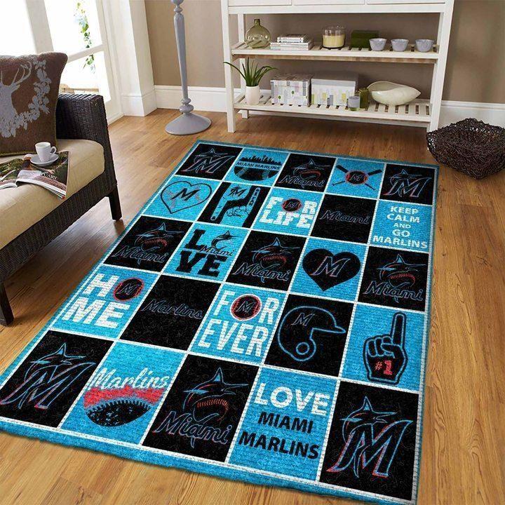 Deschea Miami Marlins Area Rug Mlb Baseball Team Logo V3678