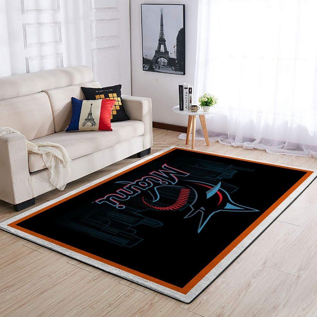 Deschea Miami Marlins Area Rug Mlb Baseball Team Logo V3680