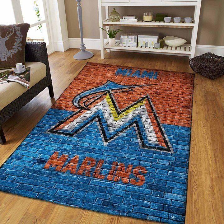 Deschea Miami Marlins Area Rug Mlb Baseball Team Logo V3681