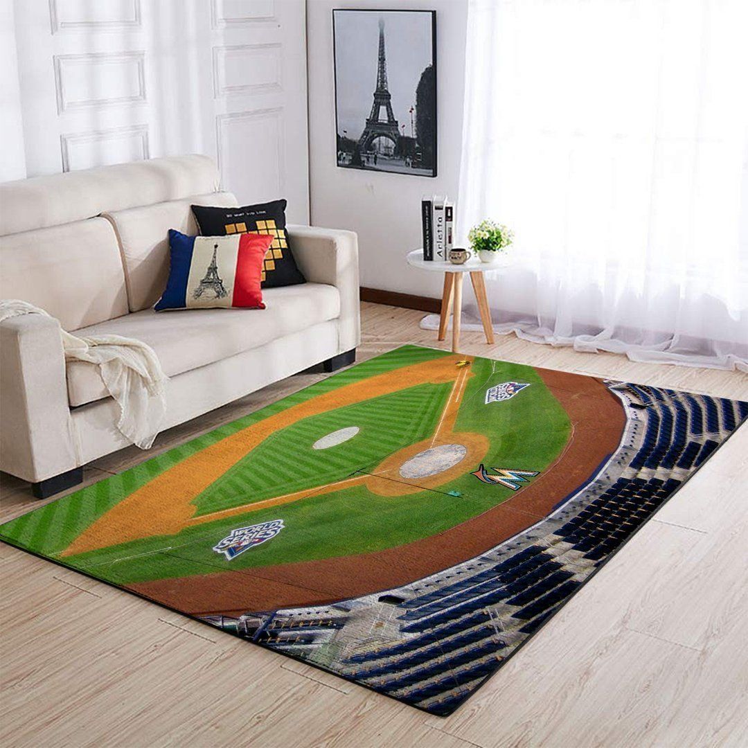 Deschea Miami Marlins Area Rug Mlb Baseball Team Logo V3686