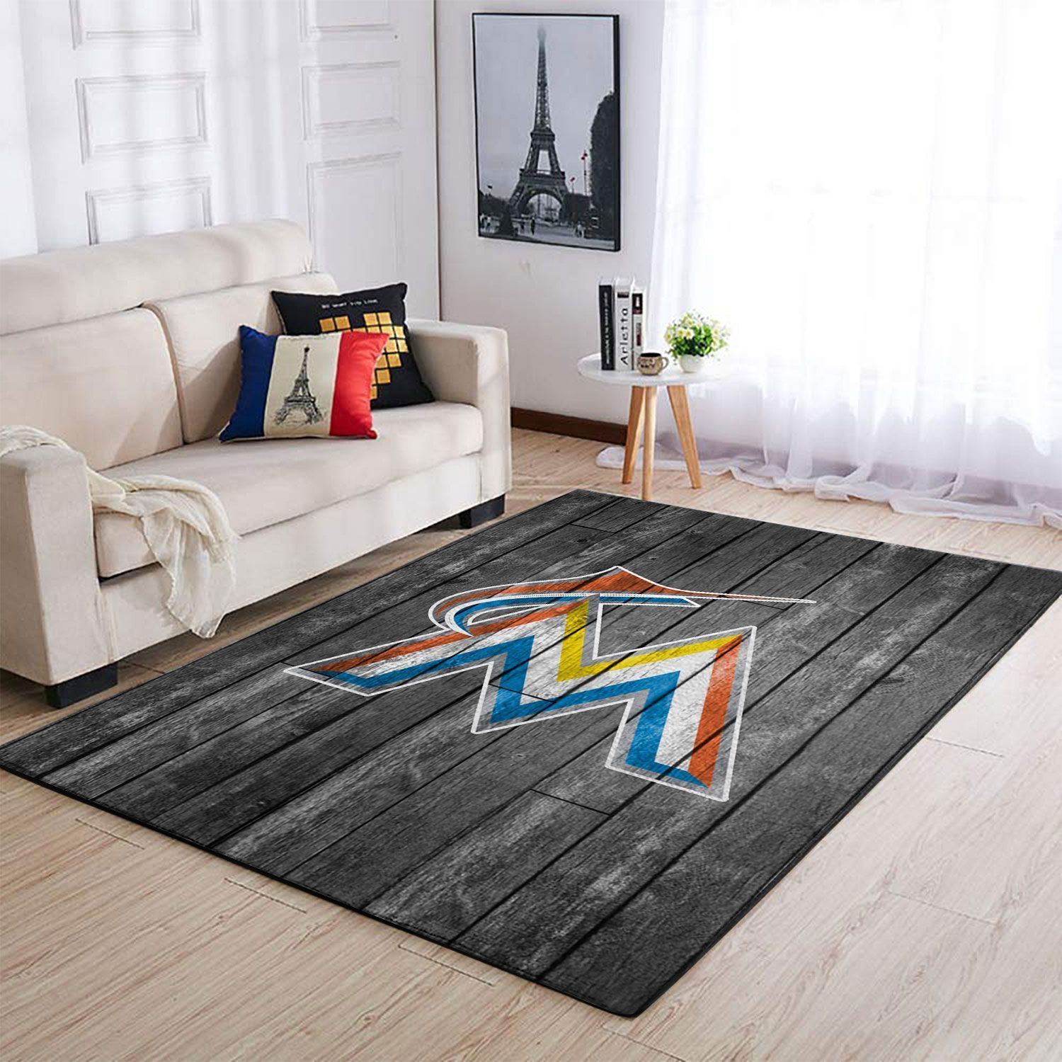 Deschea Miami Marlins Mlb Area Rugs Baseball Team Logo Wooden