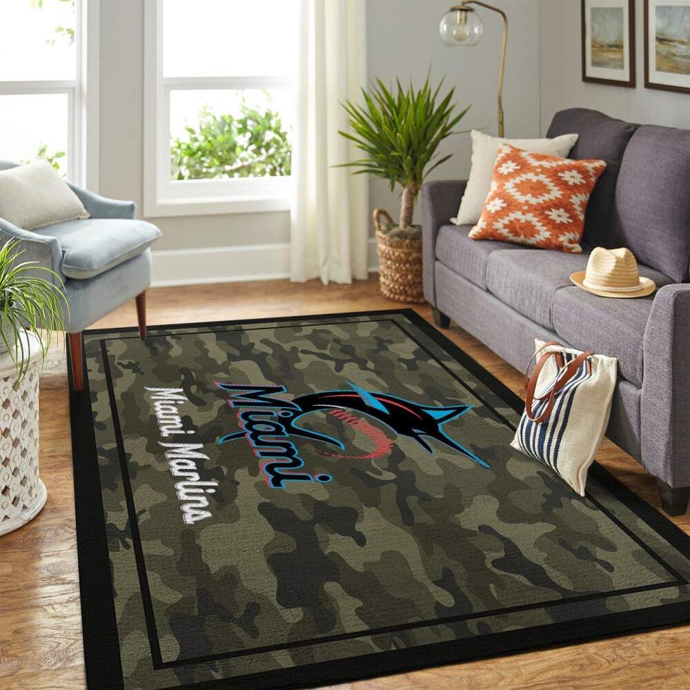 Deschea Miami Marlins Mlb Area Rugs Camo Style Team Logo