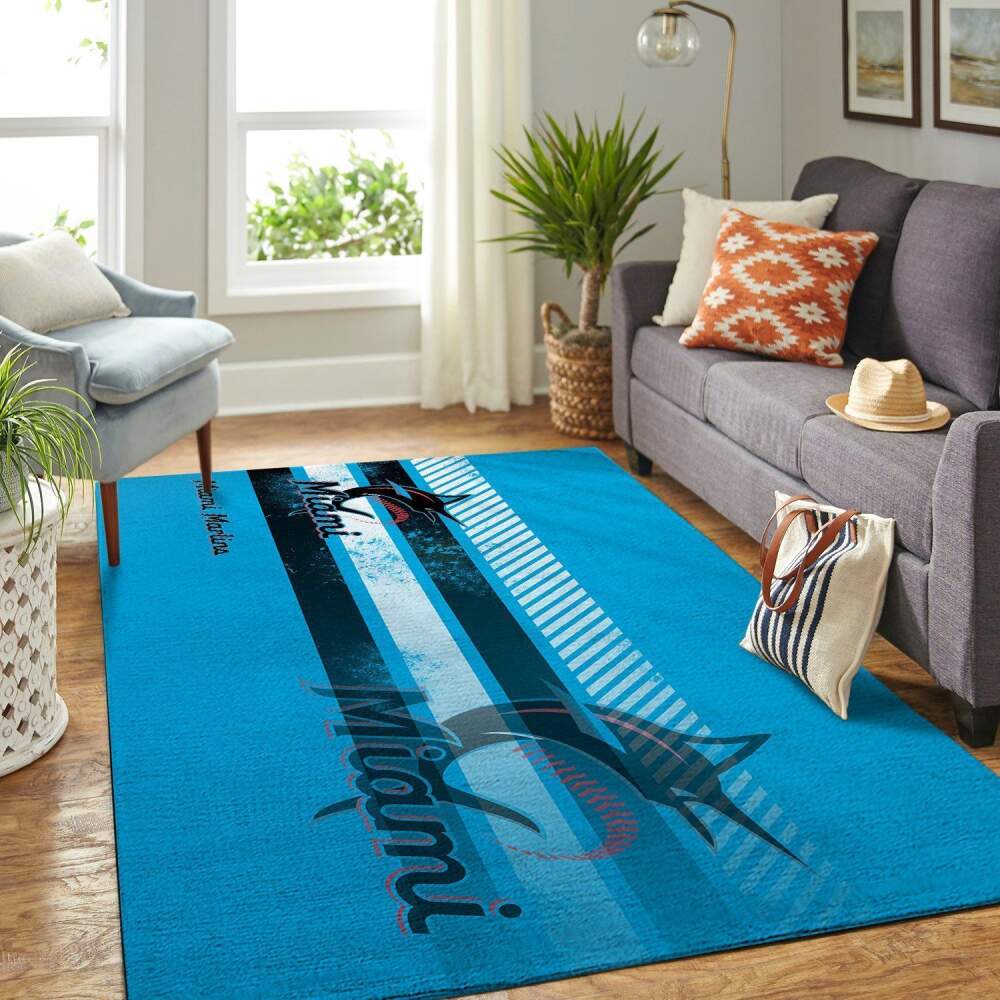 Deschea Miami Marlins Mlb Area Rugs Team Logo Sports