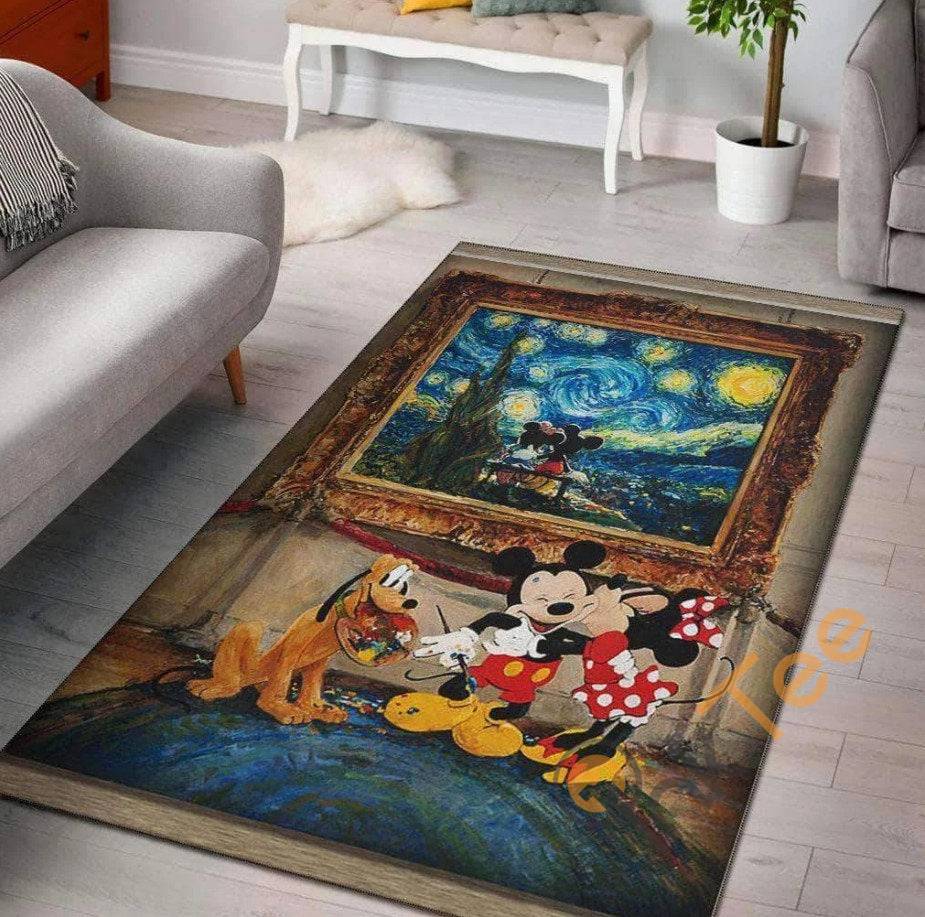 Deschea Mickey Minnie Moon Love Disney Living Room Bedroom Gift For Lover Rug