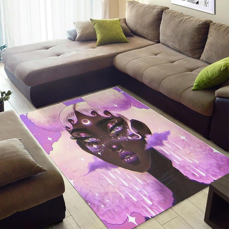 Deschea Modern African Beautiful Style Afro Lady Design Floor Carpet Inspired Living Room Rug