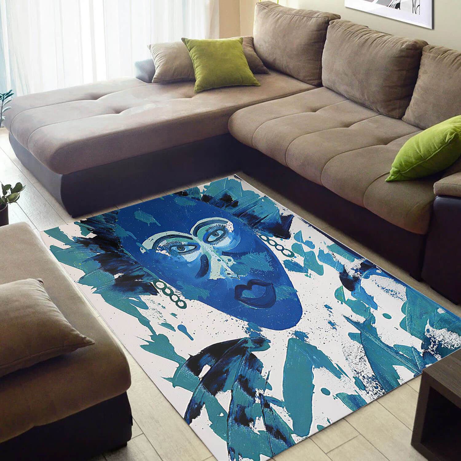 Deschea Modern African Style Fancy Black Girl Large Carpet Rug