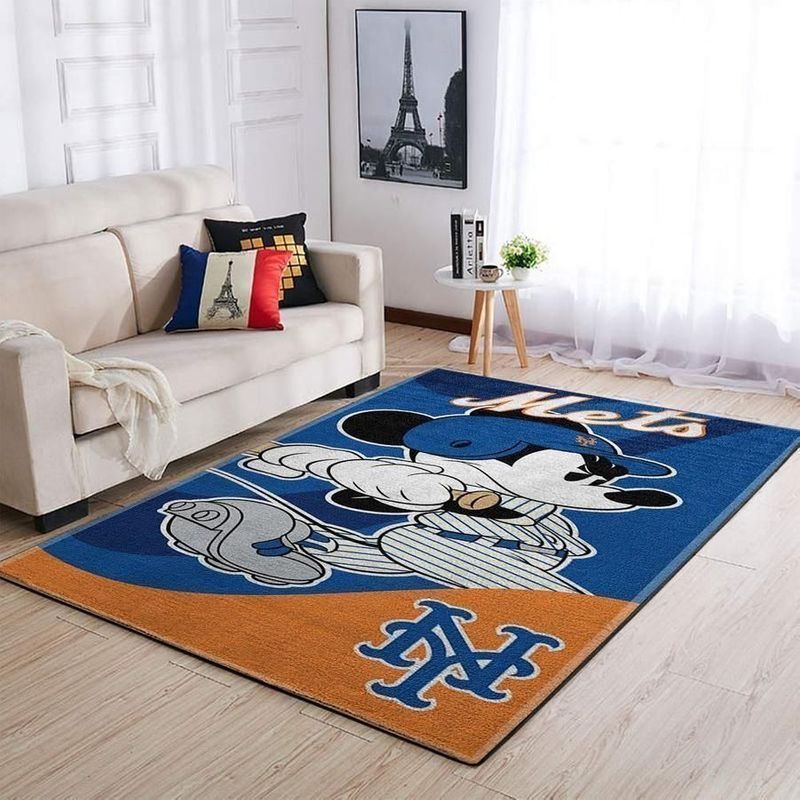 Deschea New York Mets Mlb Minnie Mouse Disney Player Area Rug  Bed Room Regtangle