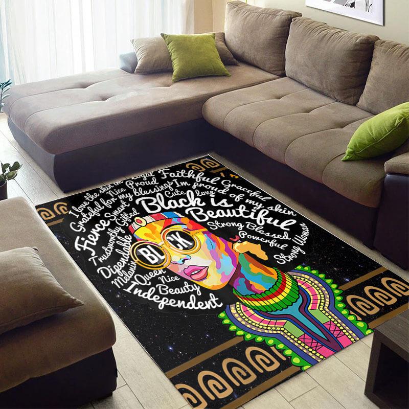 Deschea Nice African Style Pretty American Melanin Girl Themed Home Rug