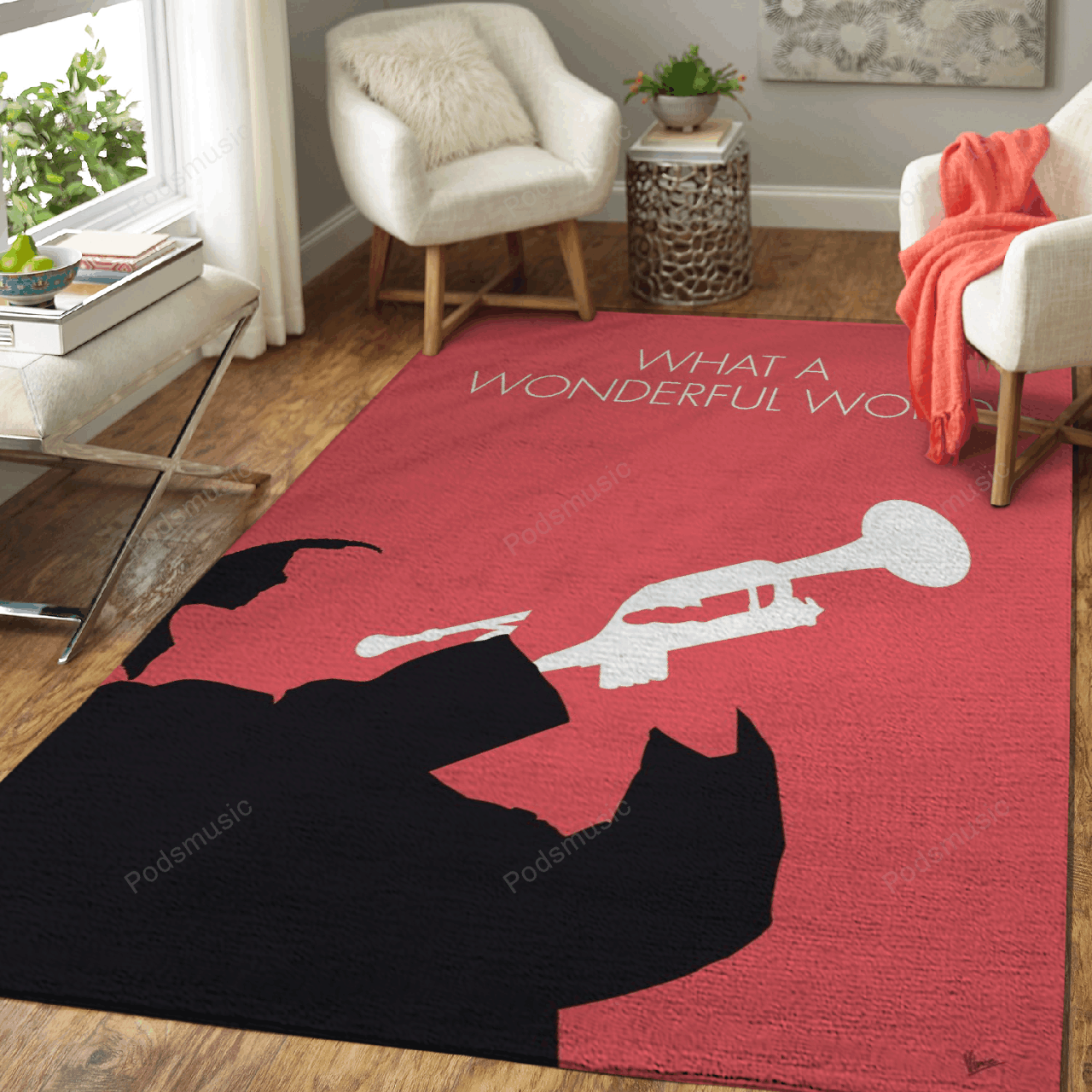 Deschea No012 My Louis Armstrong Minimal Music Artwork Minimal Music Artworks Art For Fans Area Rug