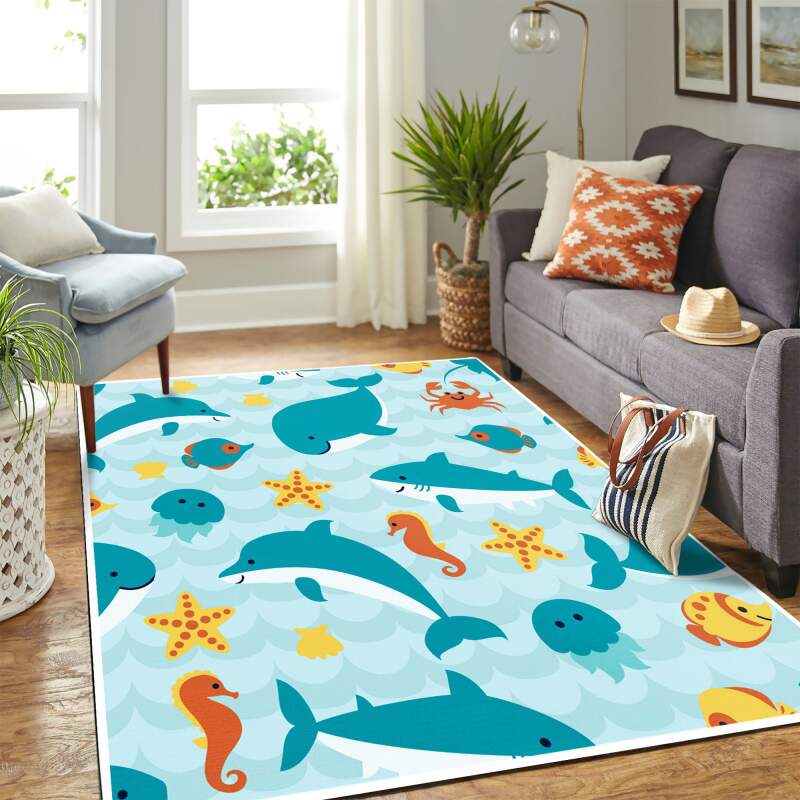 Deschea Ocean Pattern Mk Carpet Area Rug