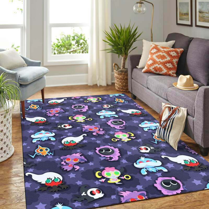 Deschea Pokemon Ghost Dark Pattern Carpet Floor Area Rug