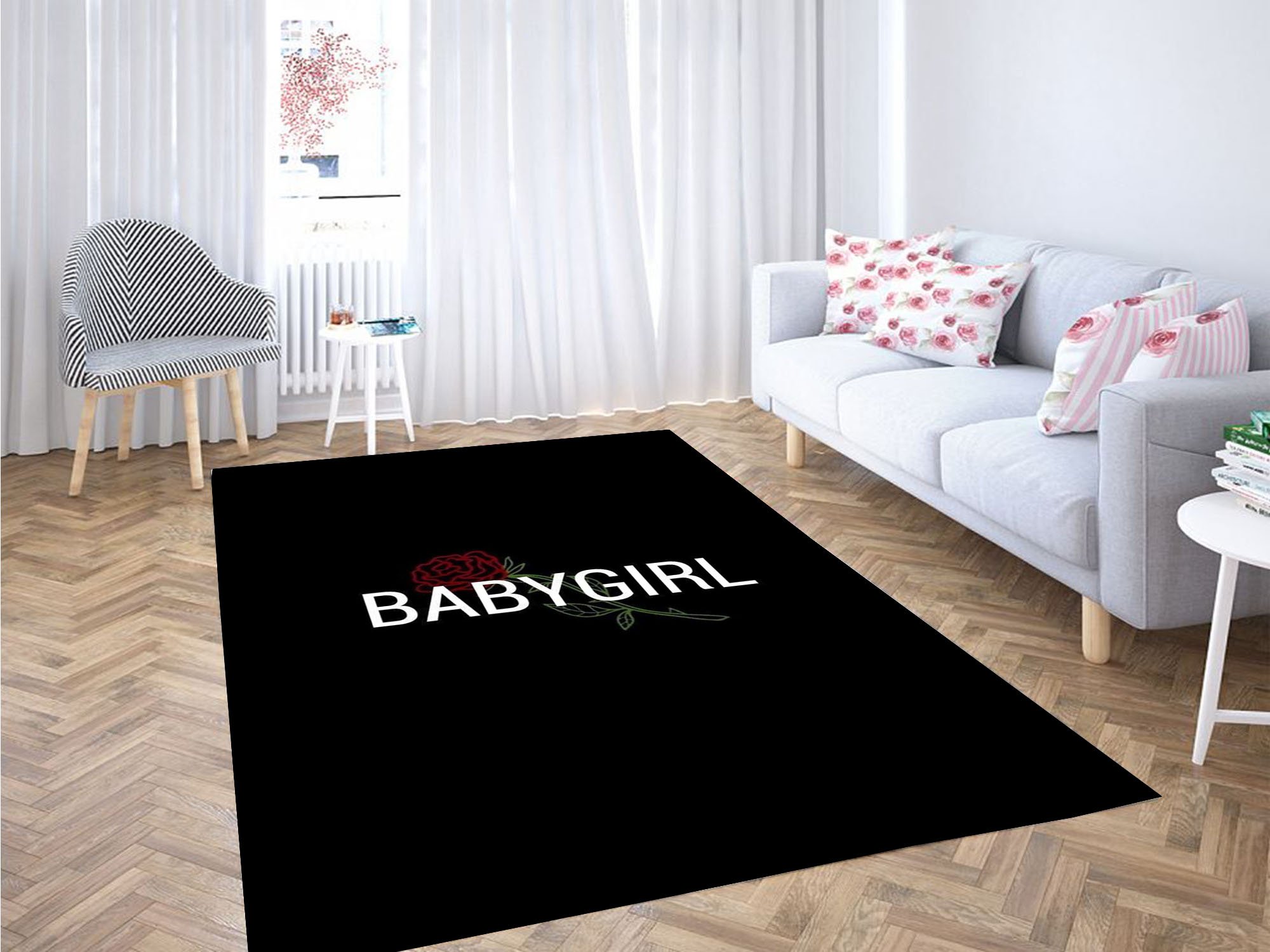 Deschea Roses And Babygirl Carpet Rug