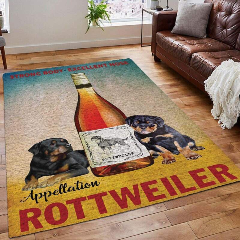 Deschea Rottweiler And Wine Rug