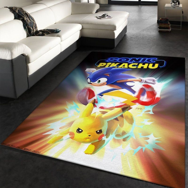 Deschea Sonic  Pikachu Disney Anime Area Rug  Bed Room Regtangle