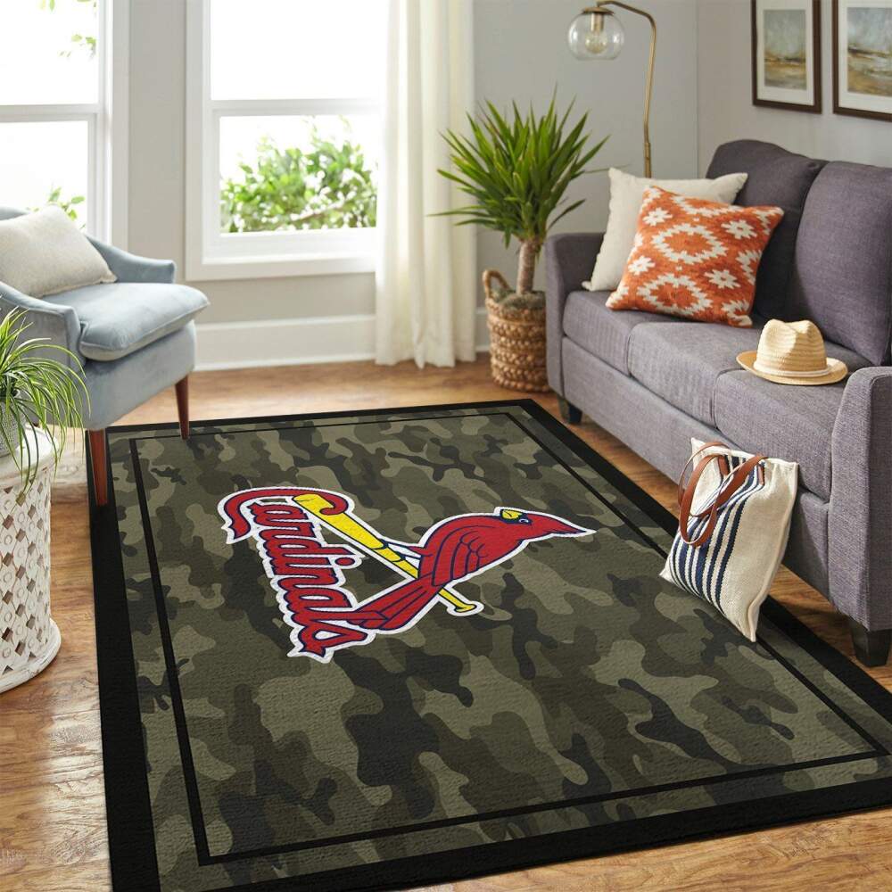 Deschea St. Louis Cardinals Mlb Area Rugs Camo Style Team Logo