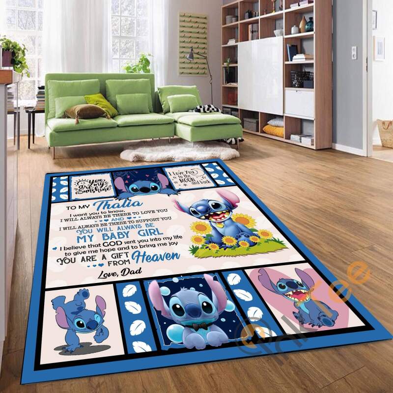 Deschea Stitch Disney Movies Walt Funny Cartoons Living Room Gift For Lovers Rug