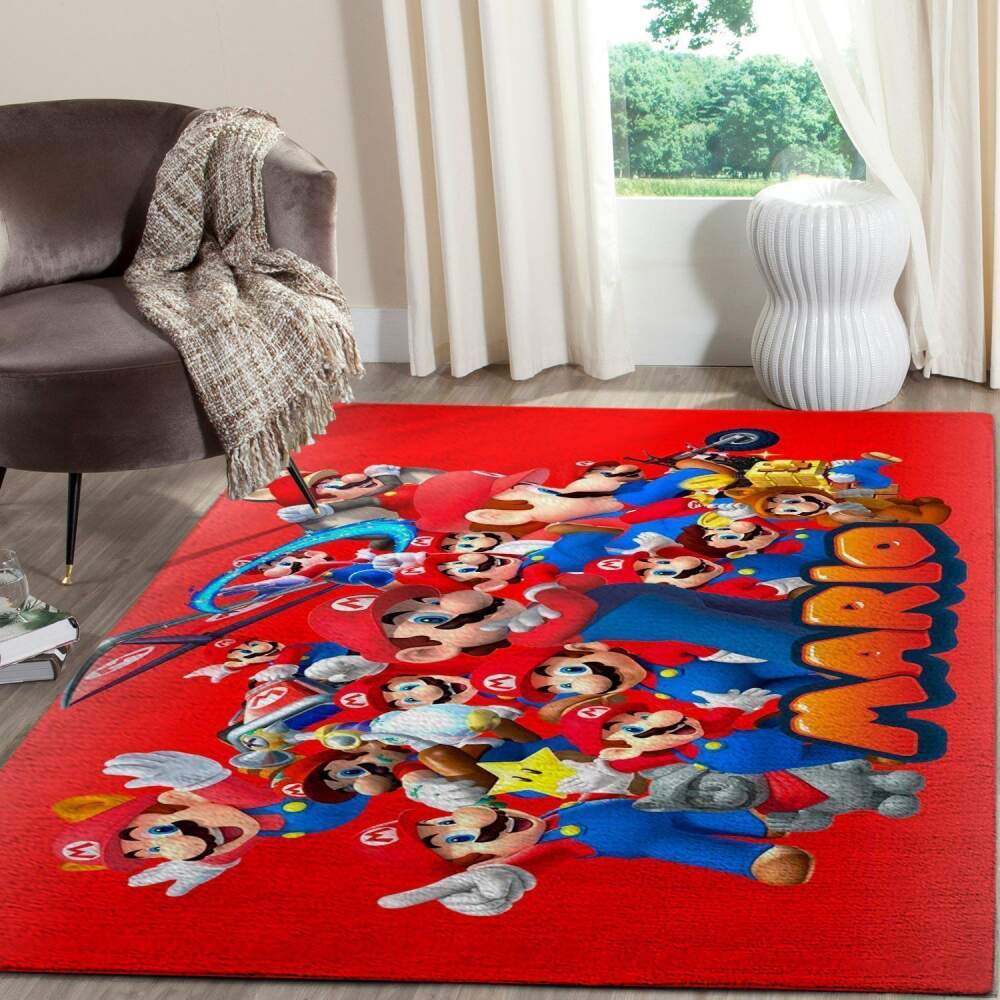 Deschea Super Mario Area Rug Nintendo Video Game Gamer V864