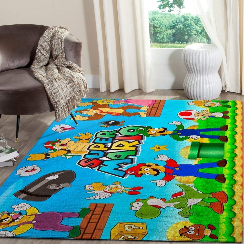 Deschea Super Mario Area Rug Nintendo Video Game Gamer V878