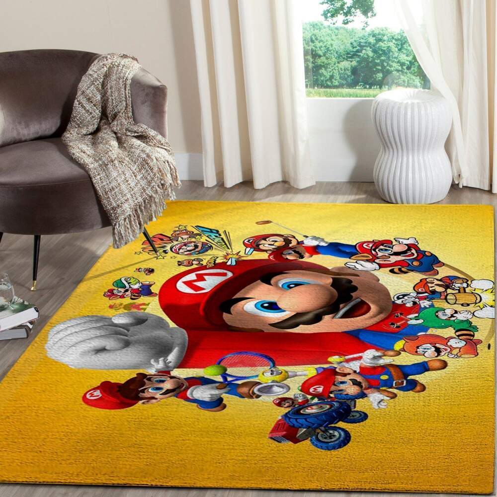 Deschea Super Mario Area Rug Nintendo Video Game Gamer V879