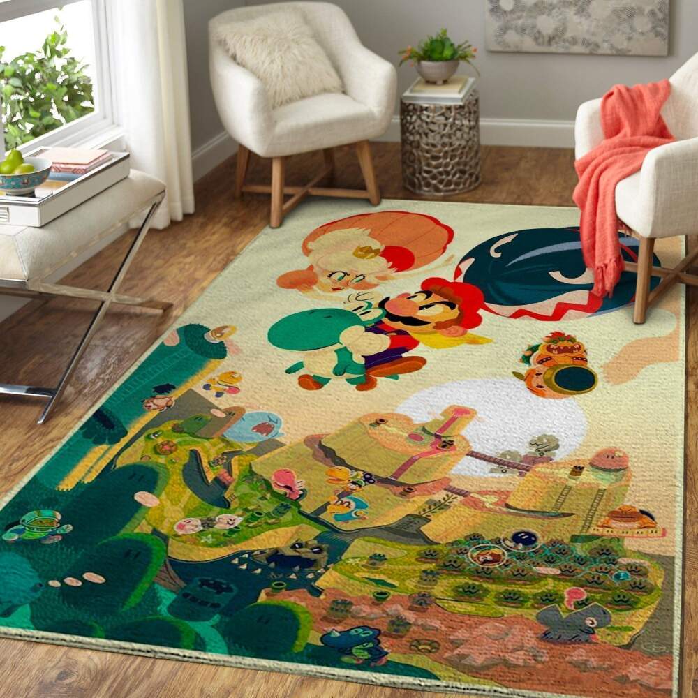 Deschea Super Mario Area Rug Nintendo Video Game Gamer V883